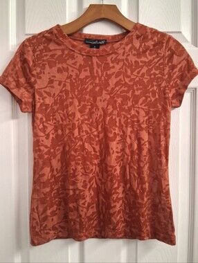 Willi Smith Rust Red Burnout Sheer T Shirt Small